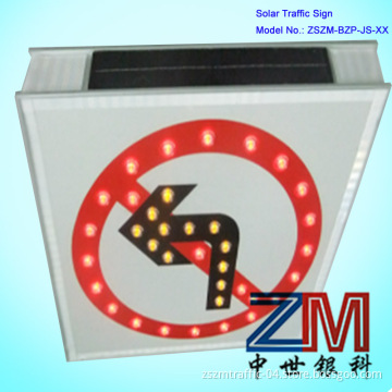Solar LED Turn Left Road Warning Sign